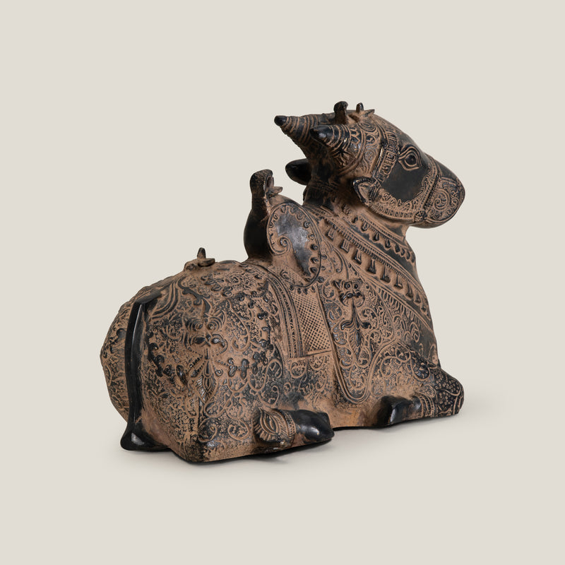 Lord Nandi Antique Grey Sculpture