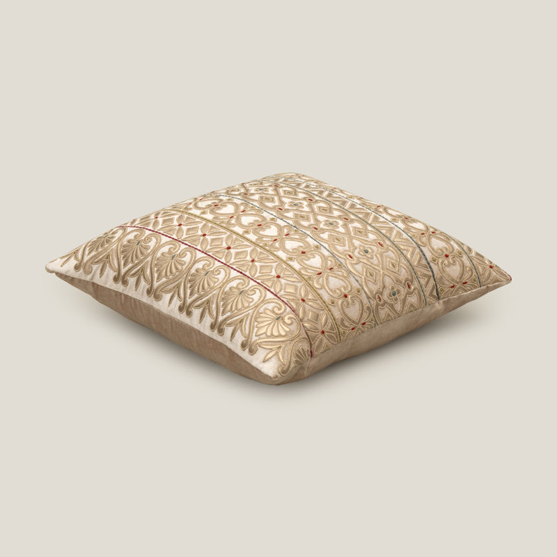 Amyra Off White & Gold Emb. Cushion Cover