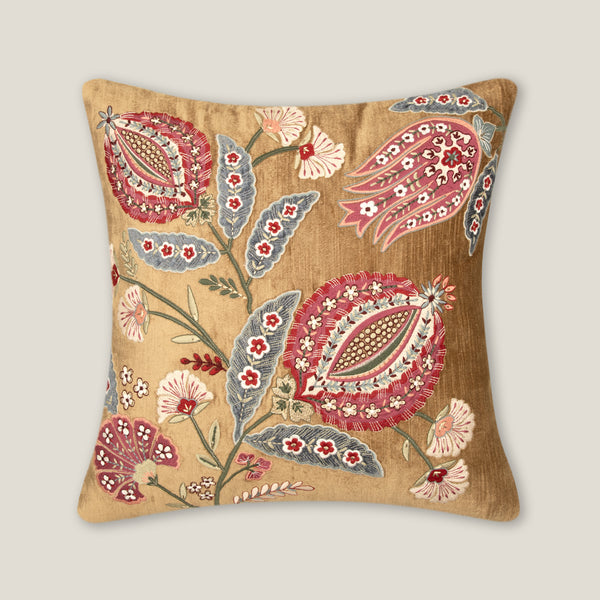 Kaashvi Yellow Emb. Cushion Cover