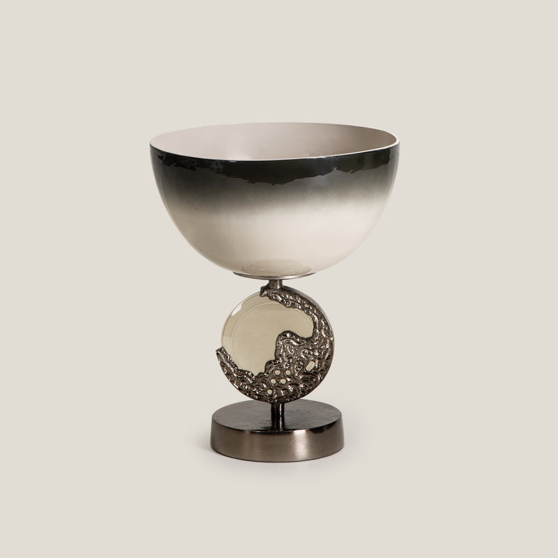 Crescent Olive Green & Aged Brass Decor Bowl S