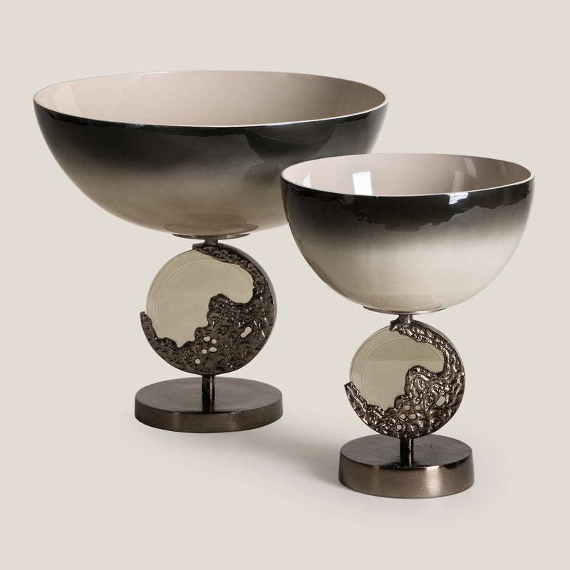 Crescent Olive Green & Aged Brass Decor Bowl S