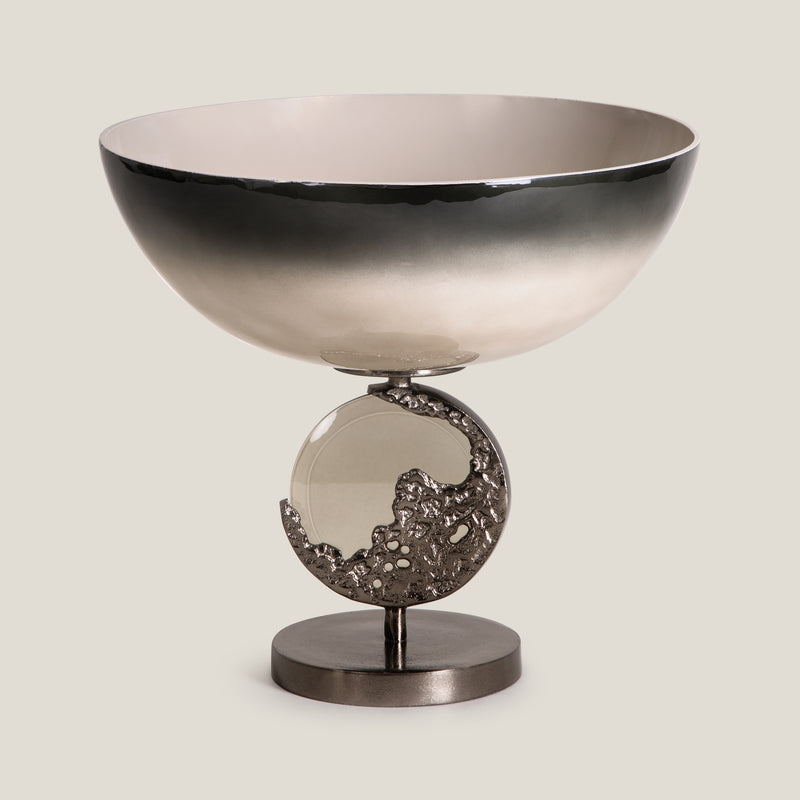 Crescent Olive Green & Aged Brass Decor Bowl L