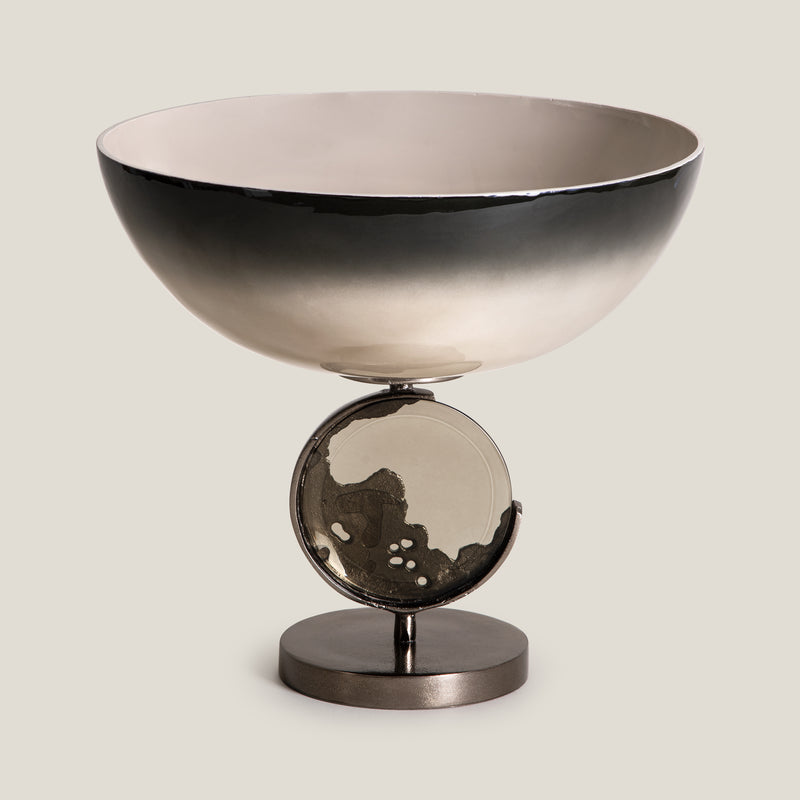 Crescent Olive Green & Aged Brass Decor Bowl L