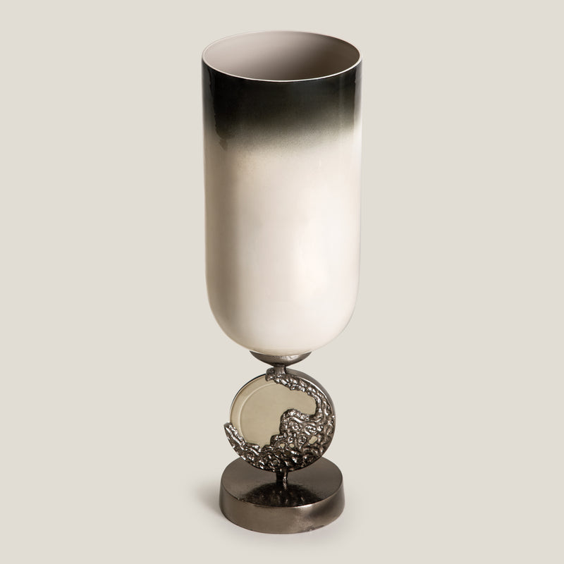 Crescent Olive Green & Aged Brass Vase