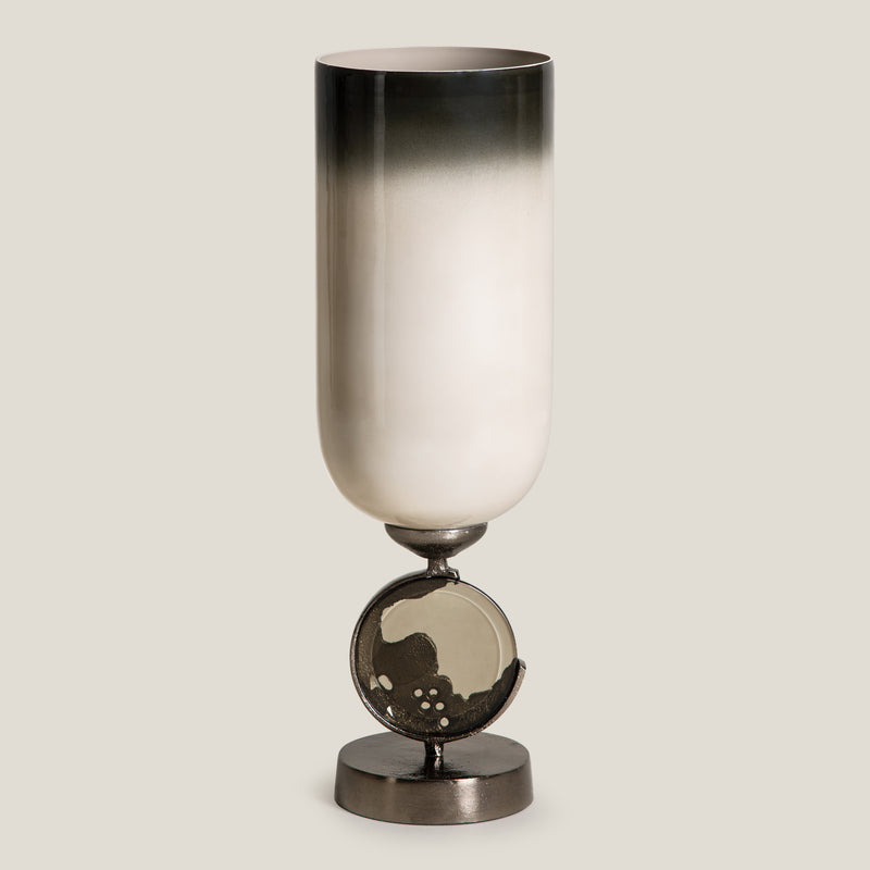 Crescent Olive Green & Aged Brass Vase