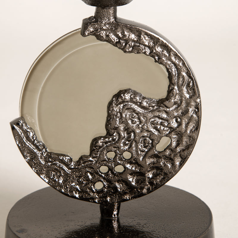 Crescent Olive Green & Aged Brass Vase