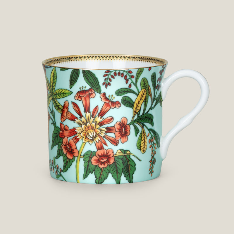 Flores Cyan Bone China Mug Set of 2