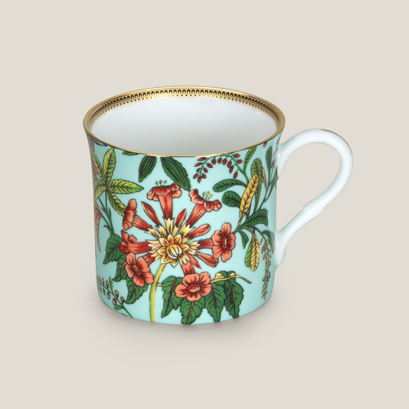 Flores Cyan Bone China Mug Set of 2