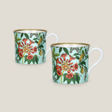 Flores Cyan Bone China Mug Set of 2