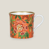 Flores Orange Bone China Mug Set of 2