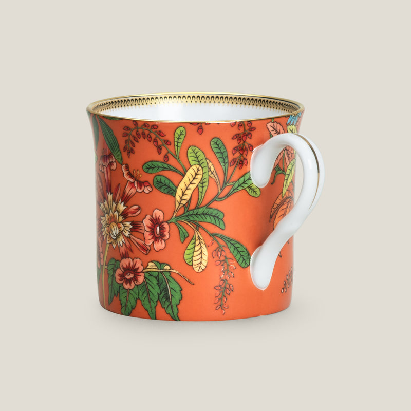 Flores Orange Bone China Mug Set of 2