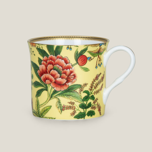 Flores Yellow Bone China Mug Set of 2