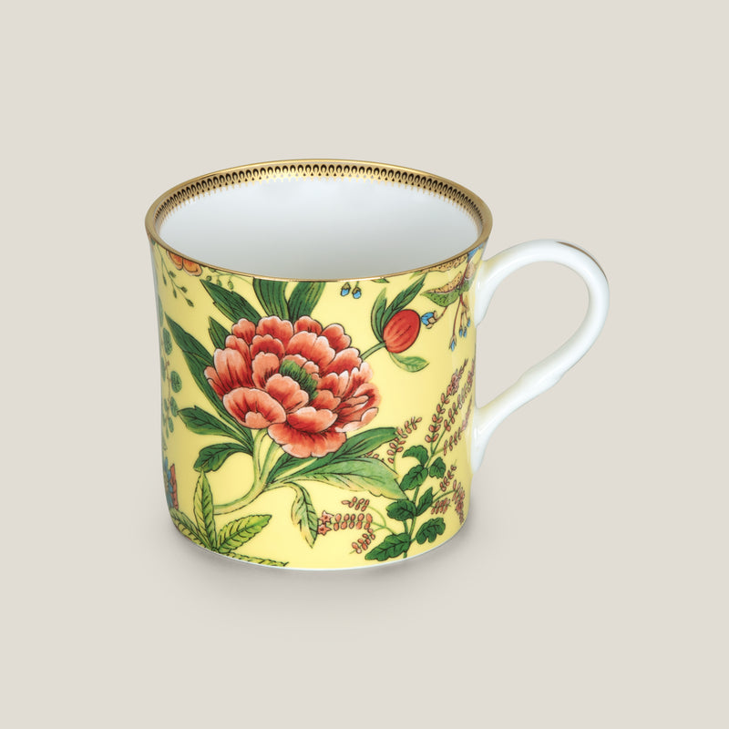 Flores Yellow Bone China Mug Set of 2