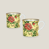 Flores Yellow Bone China Mug Set of 2