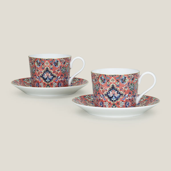 Tabriz Pink Cup & Saucer Set of 2