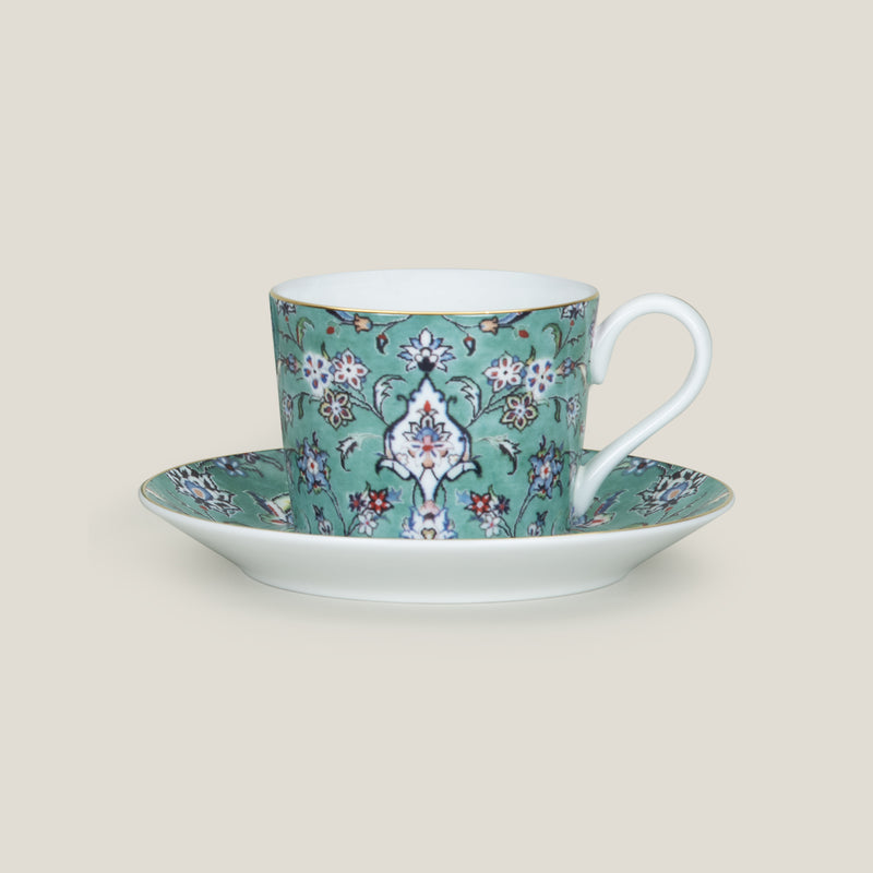 Tabriz Teal Cup & Saucer Set of 2