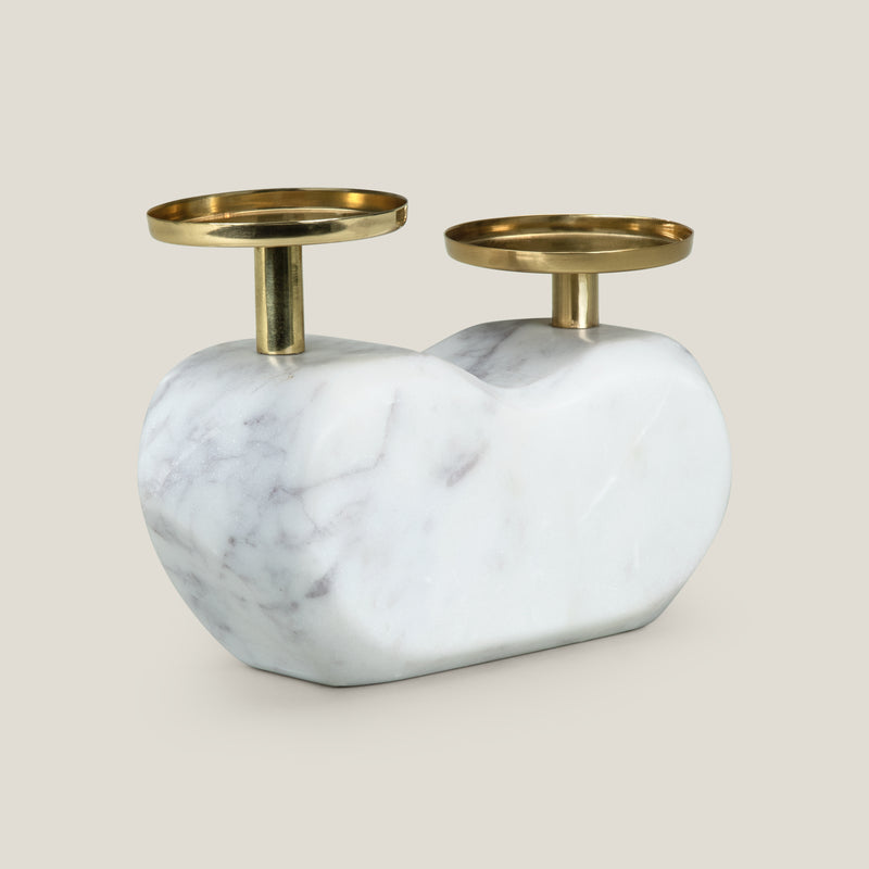 Laurel Off White & Gold Candle Holder