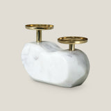 Laurel Off White & Gold Candle Holder