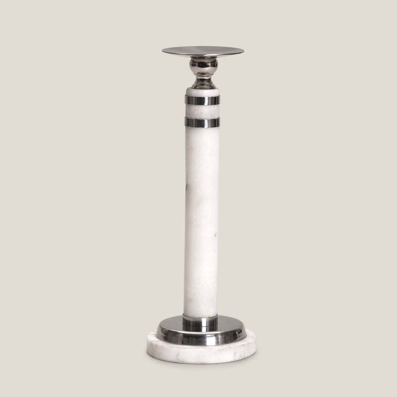 Acme Off White & Nickel Candle Holder