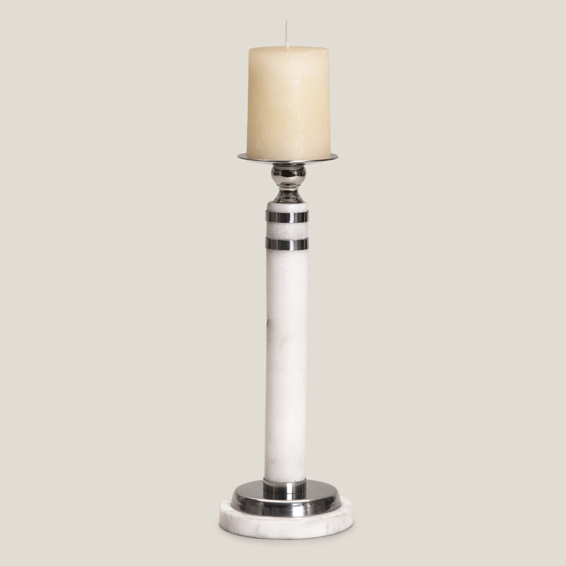 Acme Off White & Nickel Candle Holder