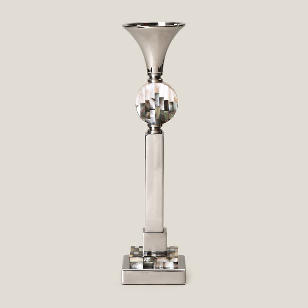 Stanza Off White Grey & Nickel Candle Holder