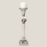 Stanza Off White Grey & Nickel Candle Holder