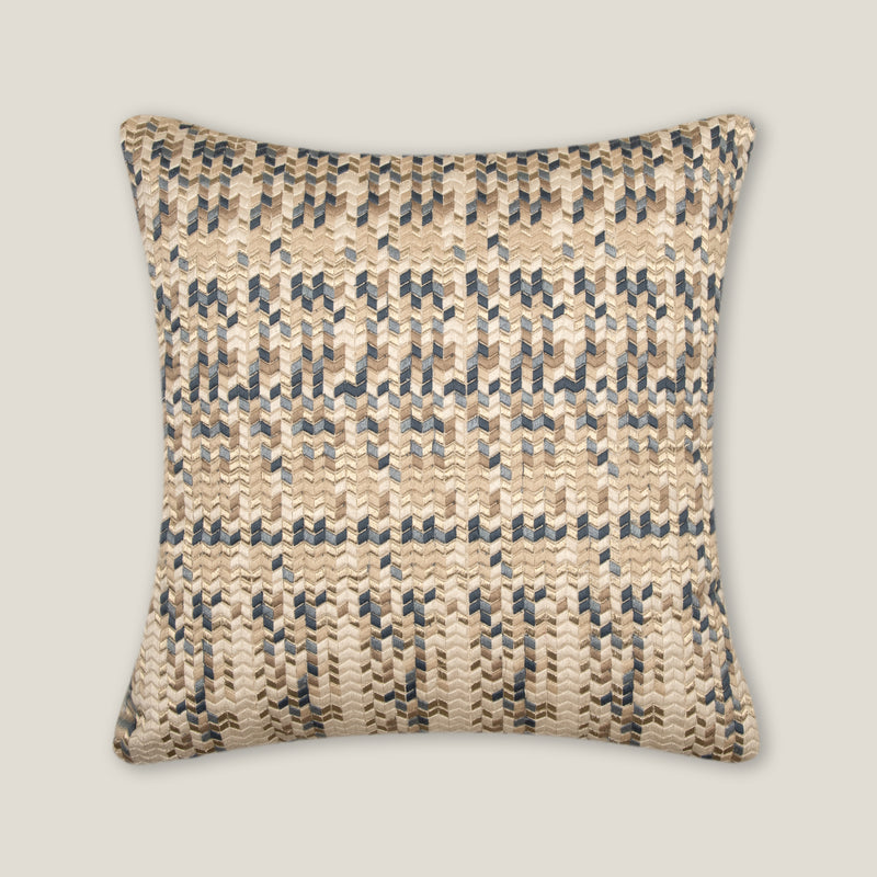 Celeste Beige & Blue Emb. Cushion Cover