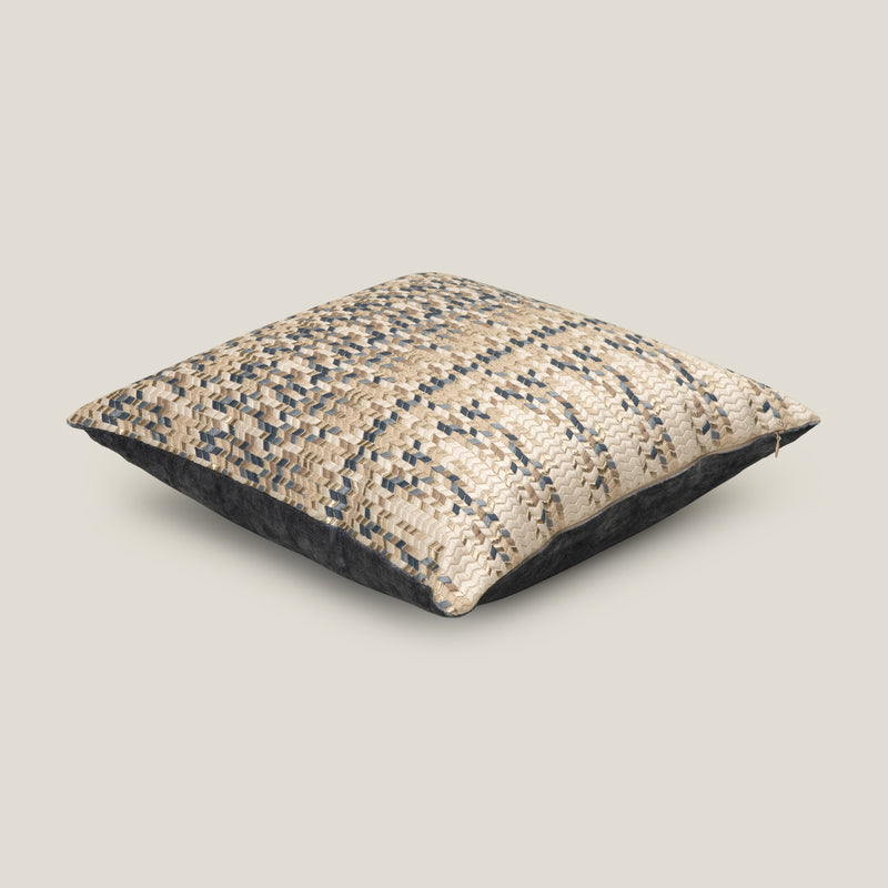 Celeste Beige & Blue Emb. Cushion Cover