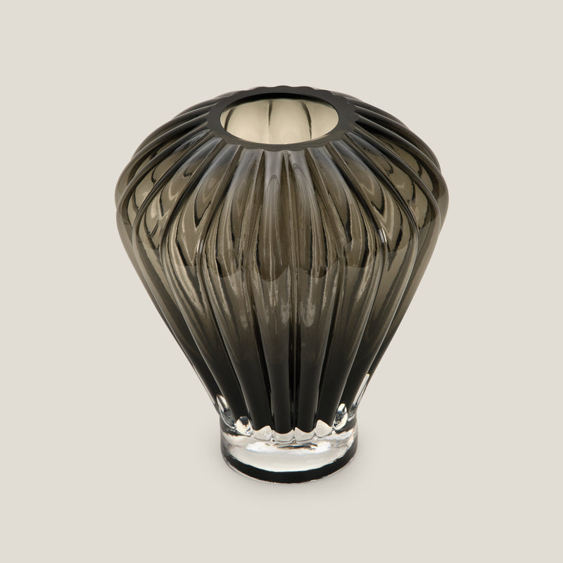 Striated Grey Glass Vase