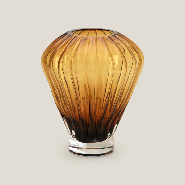 Striated Amber Glass Vase