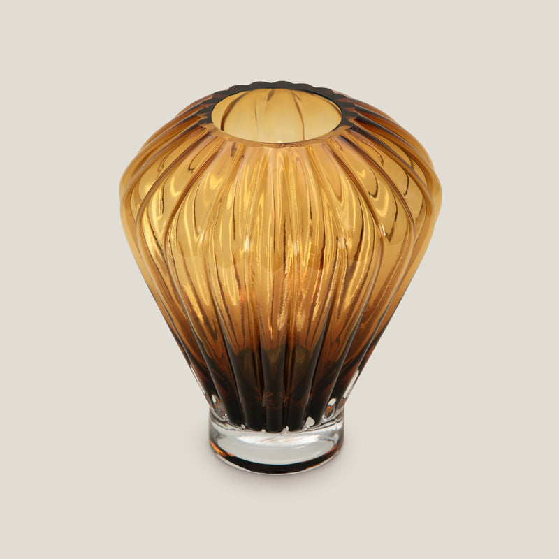 Striated Amber Glass Vase