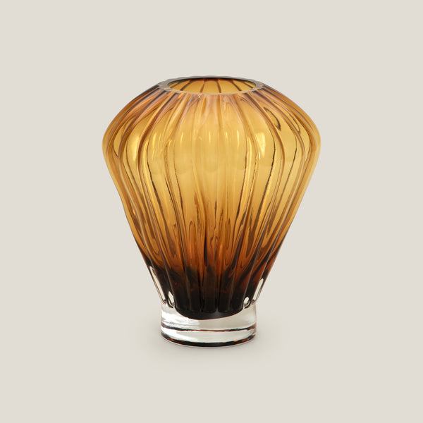 Striated Amber Glass Vase