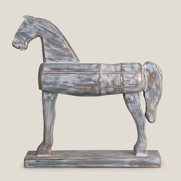 Trotter Grey & Gold Horse Sculpture