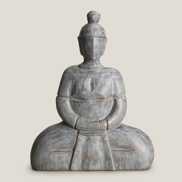 Zen Buddha Grey & Gold Sculpture