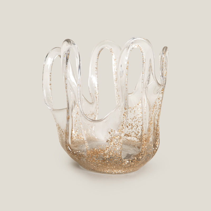 Flamme Gold Glass Hurricane