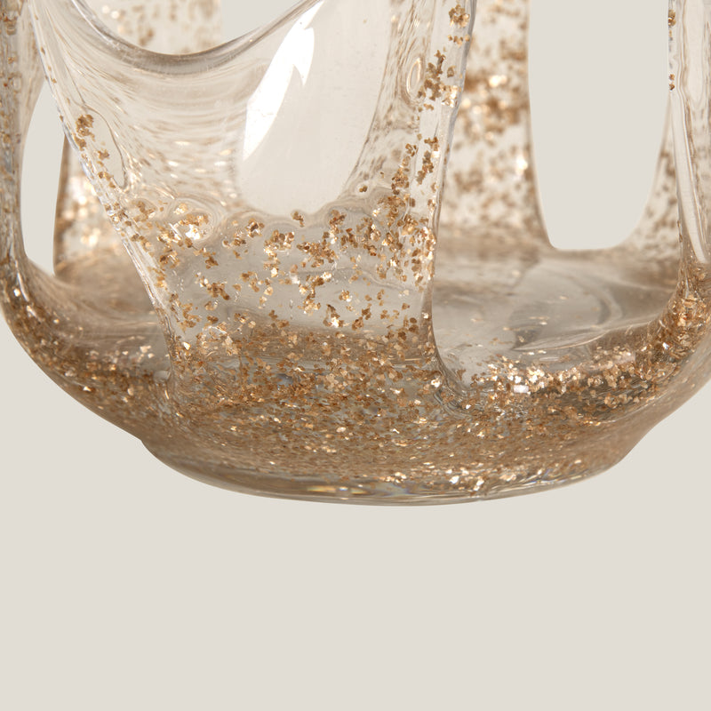 Flamme Gold Glass Hurricane