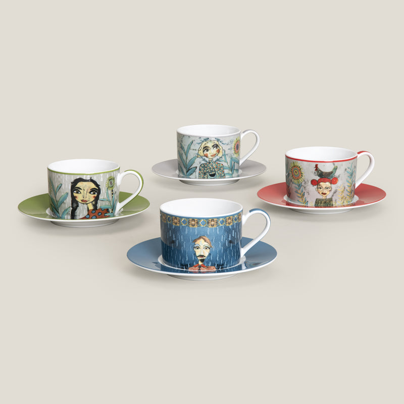 Olivia Cuzins Cups & Saucers Set of 4