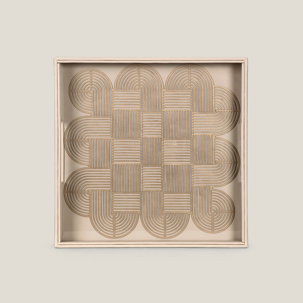 Alpha Beige & Dull Gold Square Serving Tray