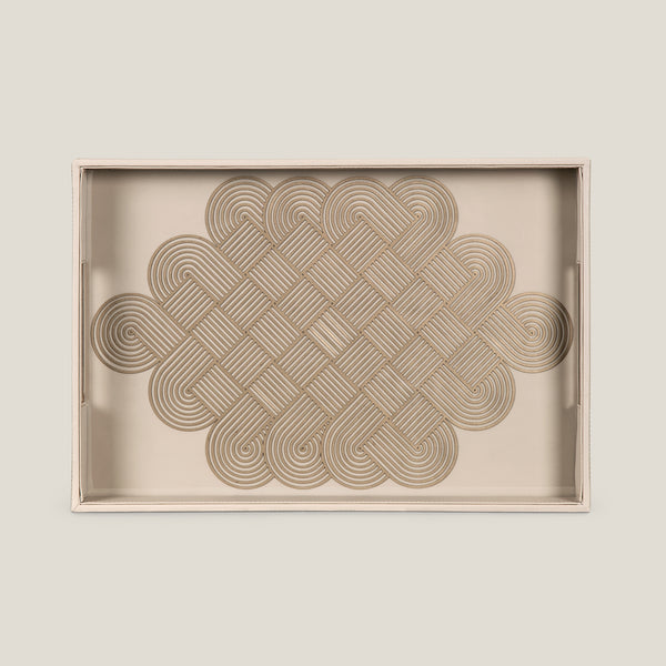 Alpha Beige & Dull Gold Serving Tray