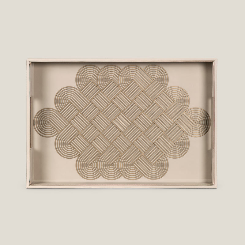 Alpha Beige & Dull Gold Serving Tray