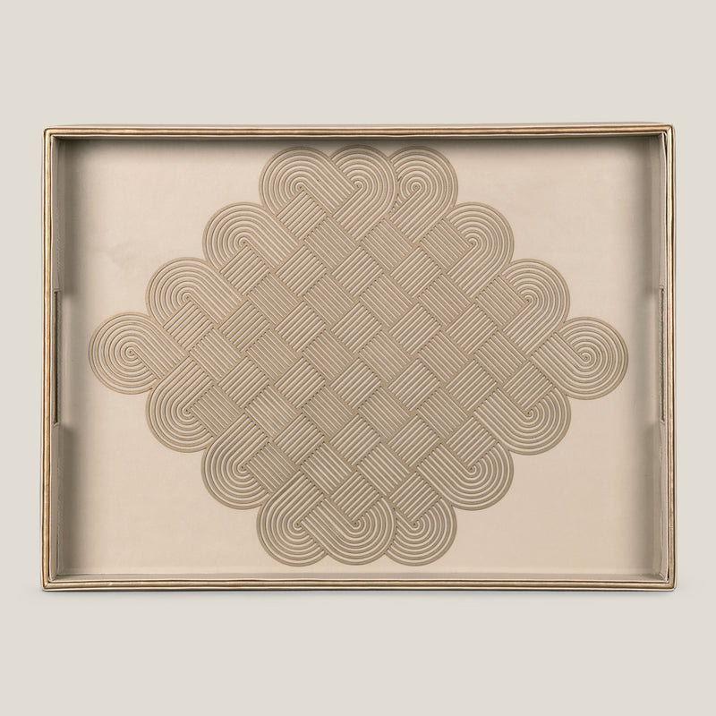 Alpha Beige & Dull Gold Placing Serving Tray