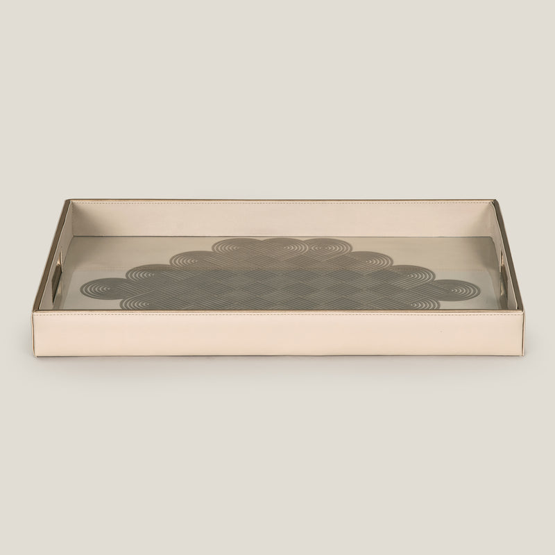 Alpha Beige & Dull Gold Placing Serving Tray