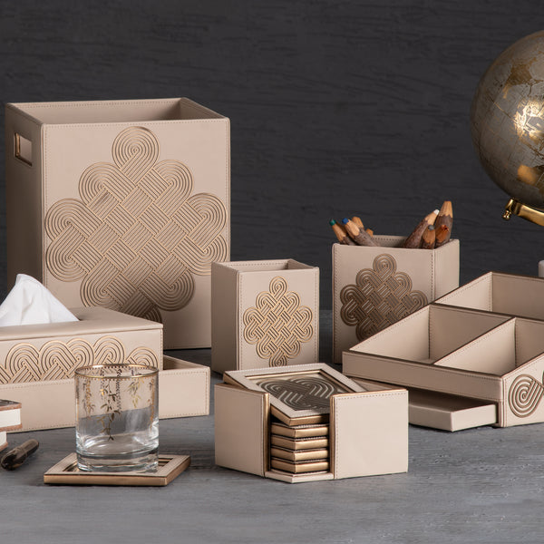 Alpha Beige & Dull Gold Tissue Box