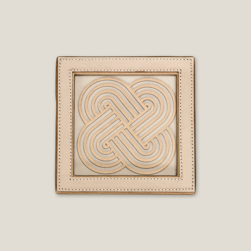 Alpha Beige & Dull Gold Coaster Set of 6