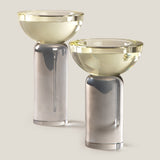Lumiere Grey Crystal Candle Holder S
