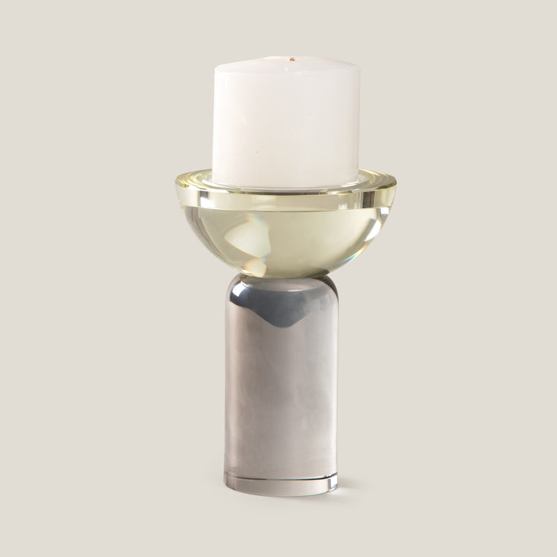 Lumiere Grey Crystal Candle Holder S