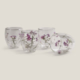 Botanic Bloom Violet Glass Set of 4