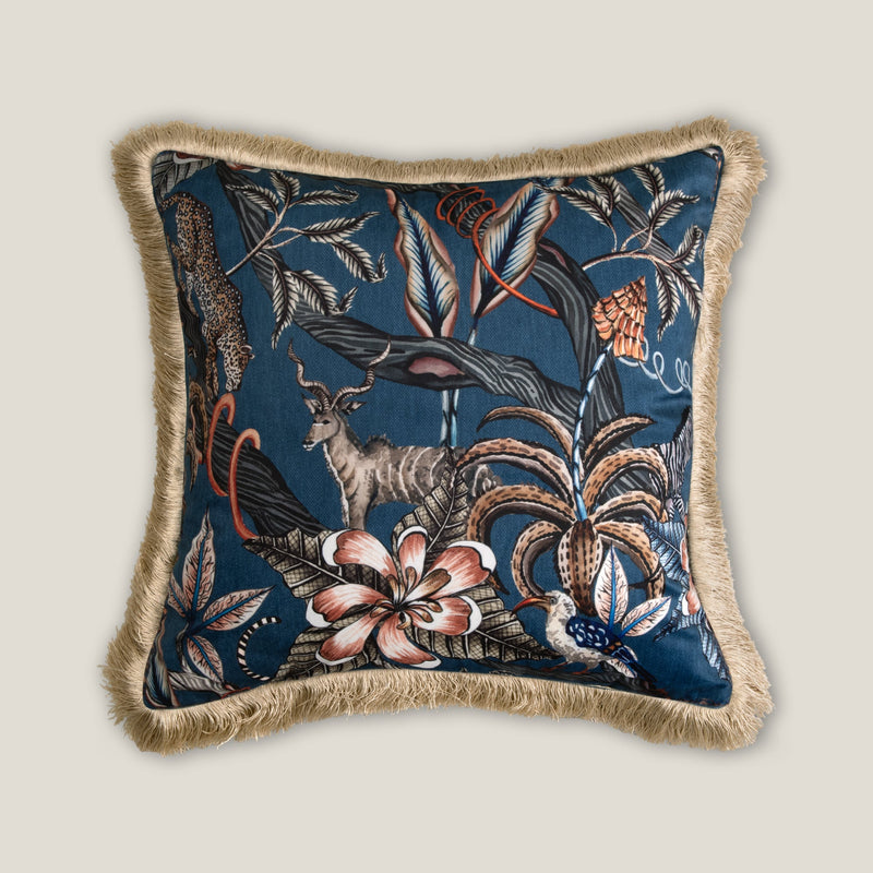 Tusker Printed Velvet Cushion Cover