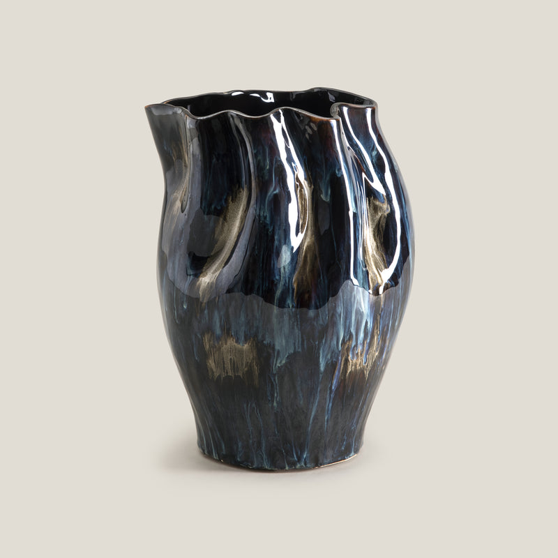 Ruche Blue Ceramic Vase