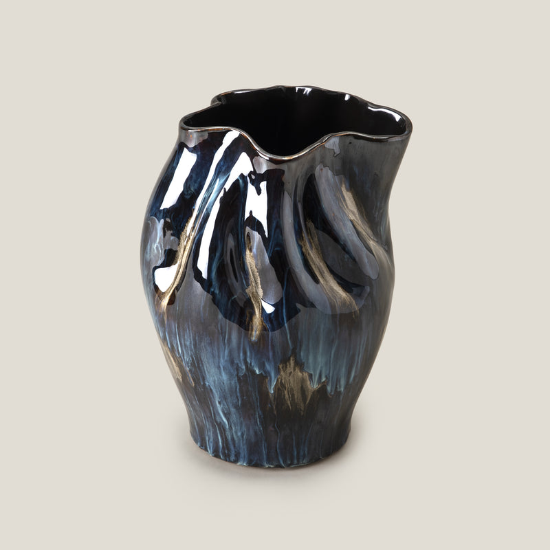 Ruche Blue Ceramic Vase